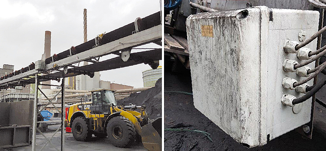 At a coal conveyor belt in Duisburg, the GEOS enclosure ensures a safe electrical installation. Even under dusty and mechanically stressed conditions, the robust solution guarantees its impact resistance.
Photo: Günther Spelsberg GmbH & Co. KG
